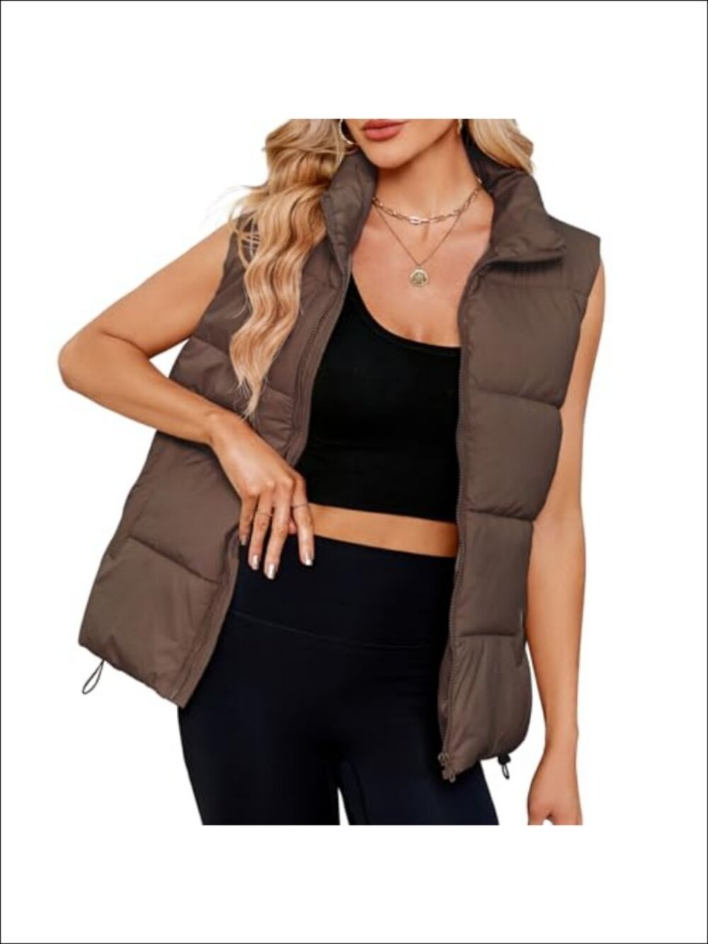 Century Star Women's Puffer Vest Quilted Sleeveless Zip Up Outerwear